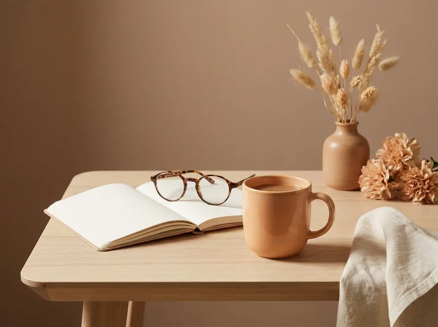 Otwarta książka, kubek kawy i okulary, angielski dla dorosłych